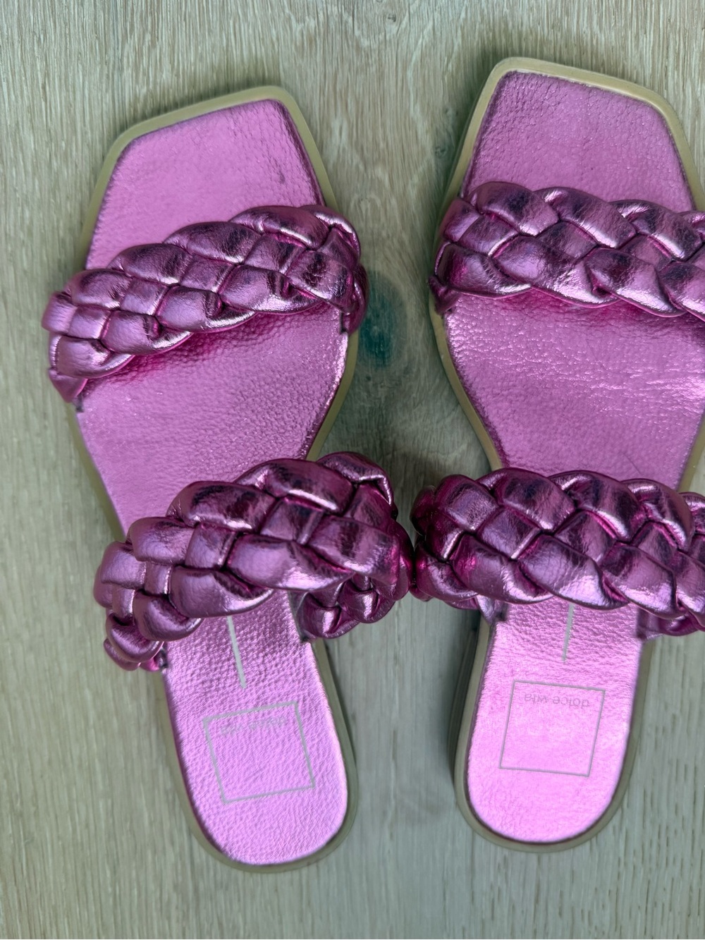 Dolce Vita Metallic Fuchsia Braided Slide Sandals